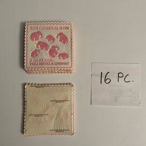Vintage 50s  Barware Pink Elephant Card Paper Coasters Quantity 16 Unused